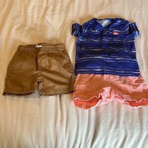 Tan and Pink Kids' Shorts Set